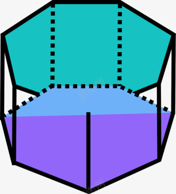 形状和符号七棱柱体体积三维图标图标