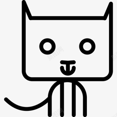 猫卡通坐轮廓动物可爱的图标图标
