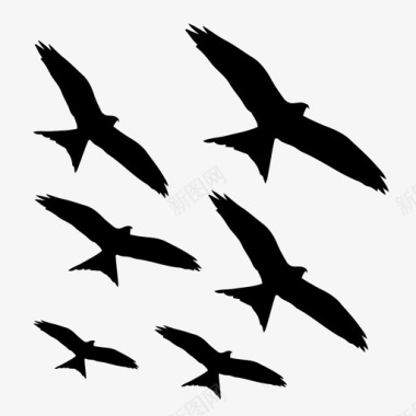 一群鸟飞翔的乌鸦图标图标