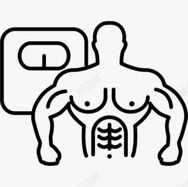 肌肉发达的男性躯干和天平人体操图标图标