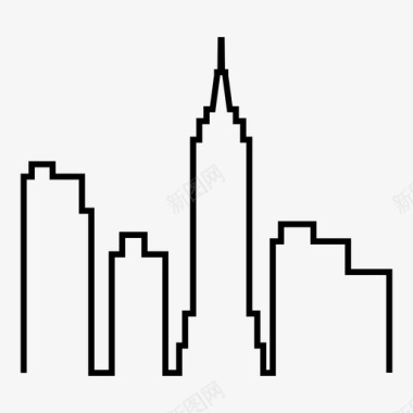 纽约城市城镇摩天大楼图标图标