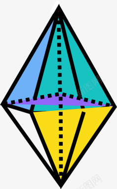 多彩几何五角双锥三维形状图标图标