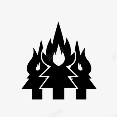 喷射的火焰森林火灾荒野野火图标图标