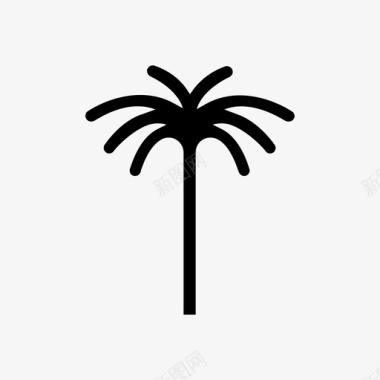 棕榈树大海岩石图标图标