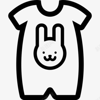兔头轮廓婴儿布时尚婴儿装1件图标图标