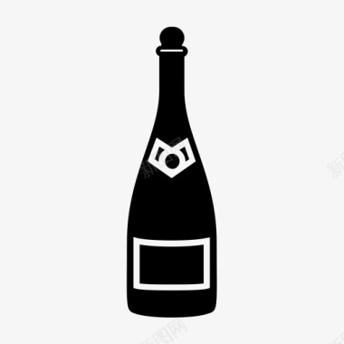 香槟瓶起泡酒新年图标图标