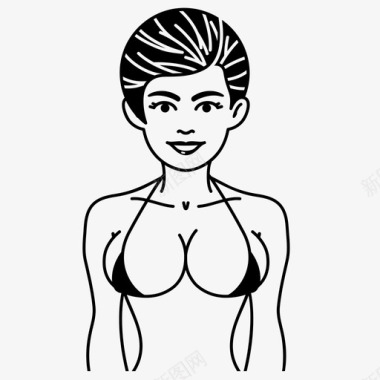 电商模特性感女人比基尼泳衣图标图标