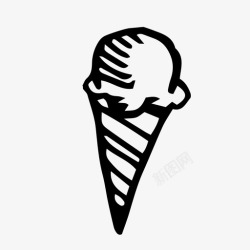 草莓冰糕冰淇淋筒手绘冰淇淋图标高清图片