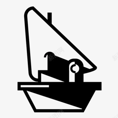 帆船风格化船船图标图标