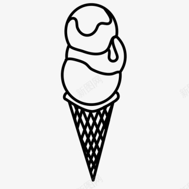 冰淇淋筒冰淇淋融化图标图标