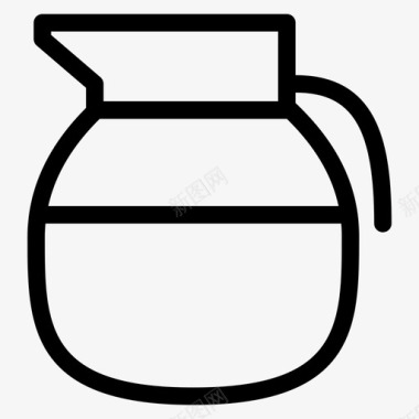 咖啡壶形状线图标图标