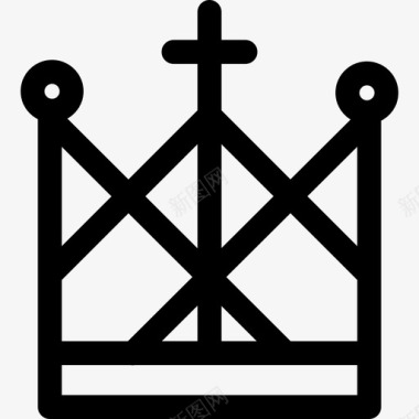 复杂的皇冠顶部有一个十字架形状图标图标