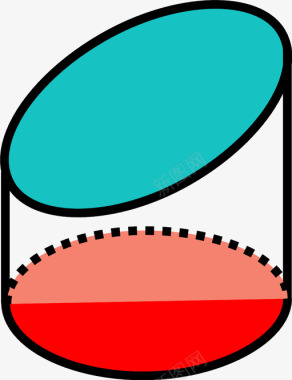 多彩圆柱体圆柱形段形状对象图标图标