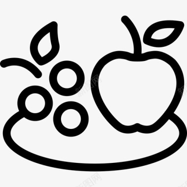 采购产品水果葡萄和苹果水果盘图标图标