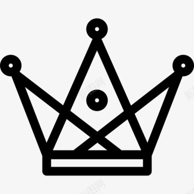 由三角形和圆形轮廓形状皇冠组成的皇冠图标图标