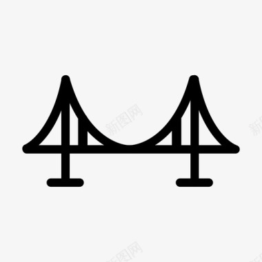 城市路道桥梁桥梁笔划简易图标图标