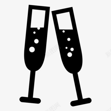 香槟酒杯起泡酒新年图标图标