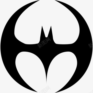 蝙蝠轮廓黑色翅膀形成圆圈动物图标图标