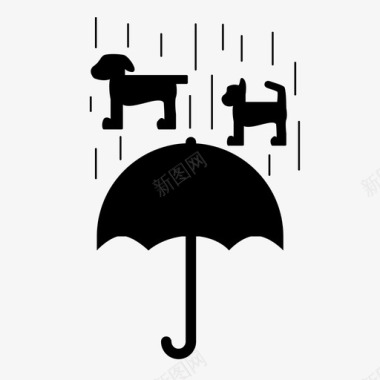 下雨猫和狗天气伞图标图标