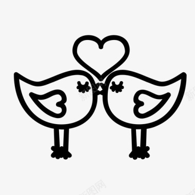 恋爱中的鸟亲吻的鸟鸟的爱图标图标