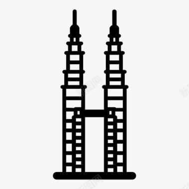 公司开业背景马来西亚国家石油公司大厦城市双子图标图标