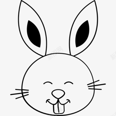 兔子插图快乐图标图标
