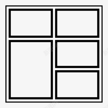 5个平铺笔划框正方形面板图标图标