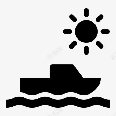 划船水阳光图标图标