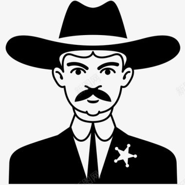 牛仔帽子警长人胡子图标图标