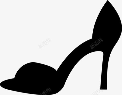 女鞋高跟鞋女鞋剪影图标图标