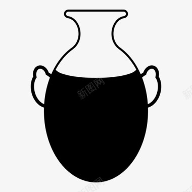 双耳瓶花瓶陶土图标图标