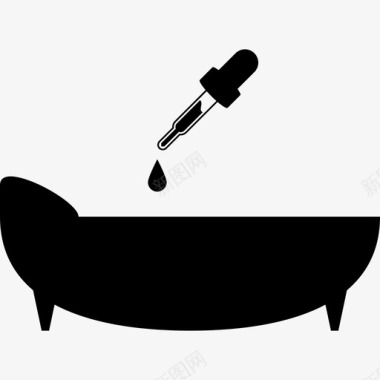 精油滴在浴缸中用于放松浴水疗和放松图标图标