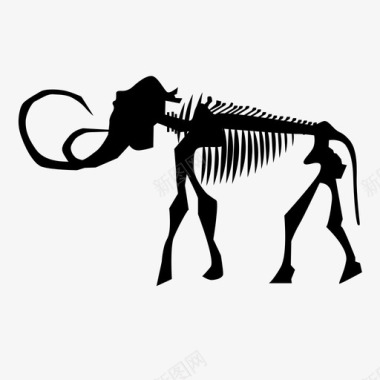 猛犸象骨骼野生动物史前图标图标