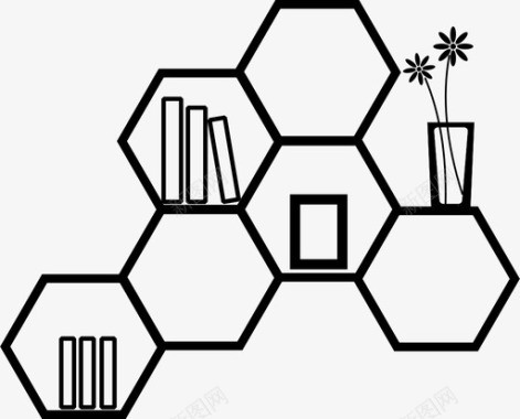 组合书架书籍装饰图标图标