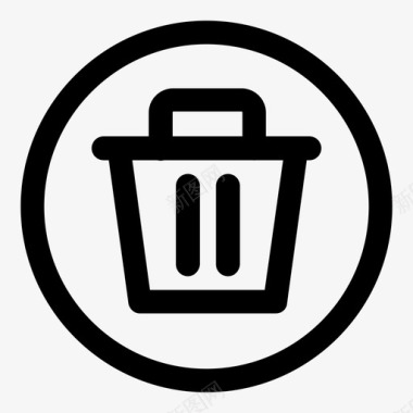 垃圾桶废纸篓红色图标图标