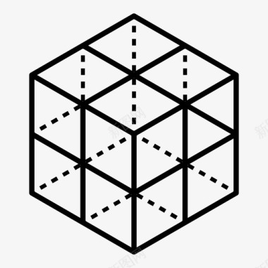 内部立方体划分三维正方形图标图标
