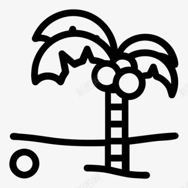 椰子树热带天堂图标图标
