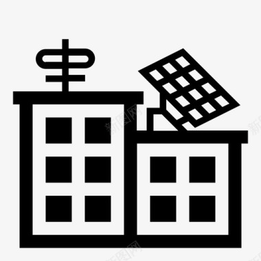 卡通太阳能板太阳能板房屋住宅图标图标