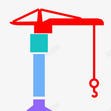 施工元素车辆起重机建筑施工图标图标