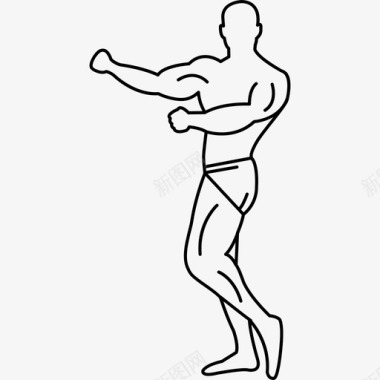 肌肉发达的男子体操运动员从侧面看他的肌肉人图标图标
