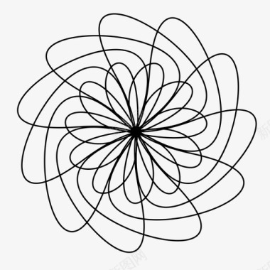 不规则几何线条图案花卉图案线条艺术图标图标