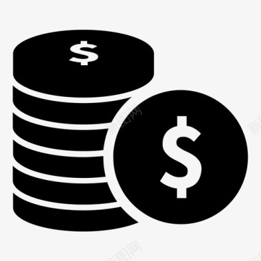 梦想基金美元硬币堆栈电子商务经济图标图标