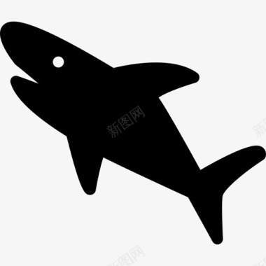 捕食者鲨鱼游泳实心图标图标