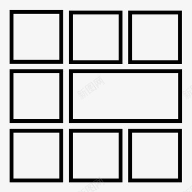 8平铺笔划面板正方形图标图标