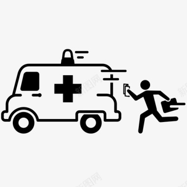 徒步旅行的人救护车追逐者人奔跑的人图标图标