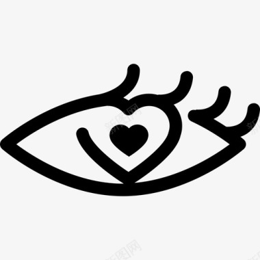 一个女人的眼睛爱上了心形虹膜形状随机图标图标