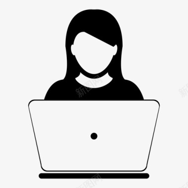 手绘计算机用户女性技术图标图标