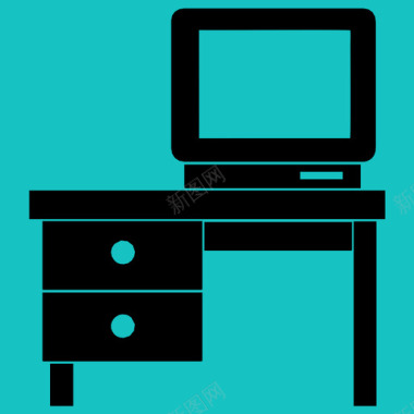 蓝色图标书桌电视电视桌图标图标
