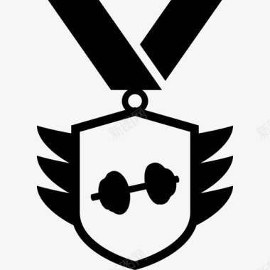 勋章用盾牌形状挂着一条丝带项链奖章图标图标