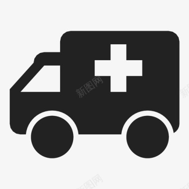 红十字会法救护车急救车卫生图标图标